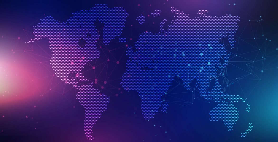 Abstract banner with a world map design