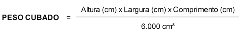 fórmula peso cubado importação aérea